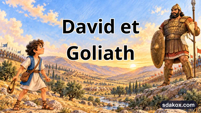Couverture de l'album David et Goliath : le jeune berger David face au géant Goliath